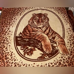 Vintage San Marcos Blanket Acrylic Tiger Bedspread Leopard Spots 94x71 *Altered*